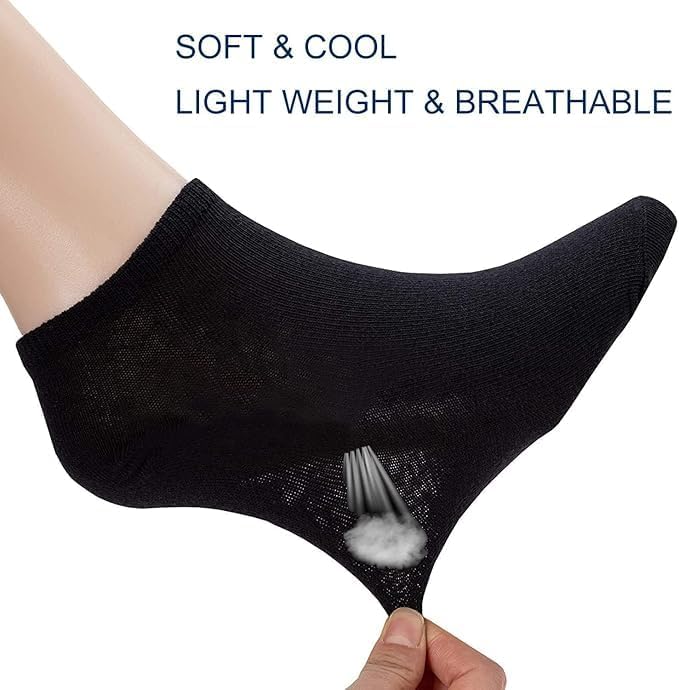 12 Pairs Ultra Thin Breathable Ankle Socks for Men & Women - Cool Summer Comfort Low Cut Socks (Black) Image