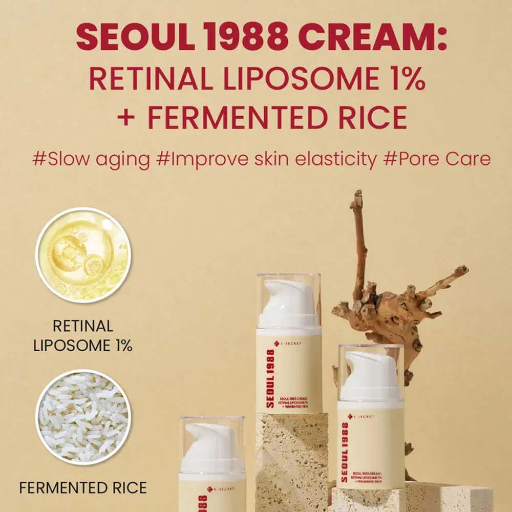 K-Secret SEOUL 1988 Cream with Retinal Liposome 1% & Fermented Rice – Anti-Aging, Brightening, Firming & Hydrating Korean Face Cream 50ml Image