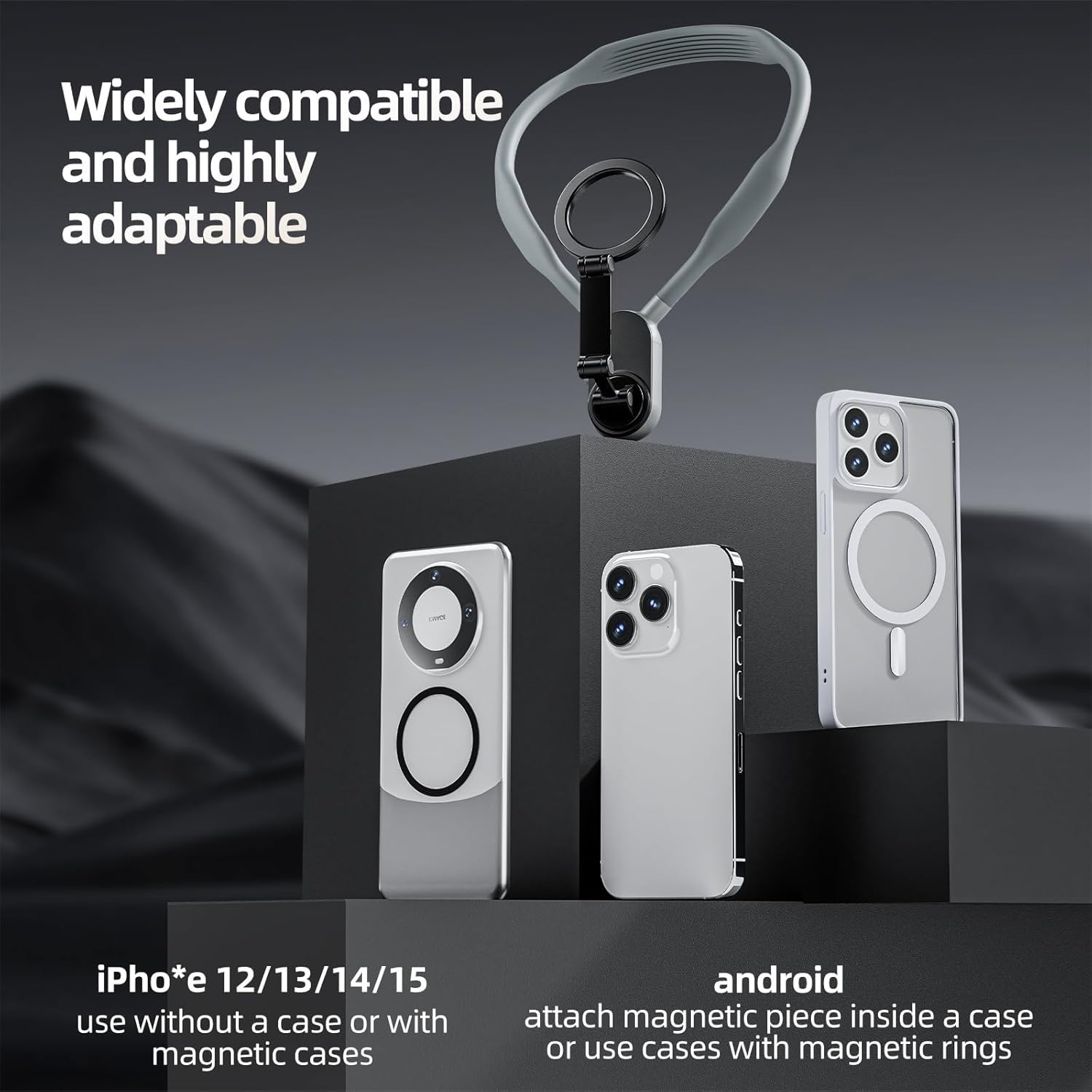 Magnetic Neck Mount - Hands-Free POV/Vlog Phone Holder, Multi-Angle, Compatible with iPhone & Android, Silicone Lazy Bracket Image