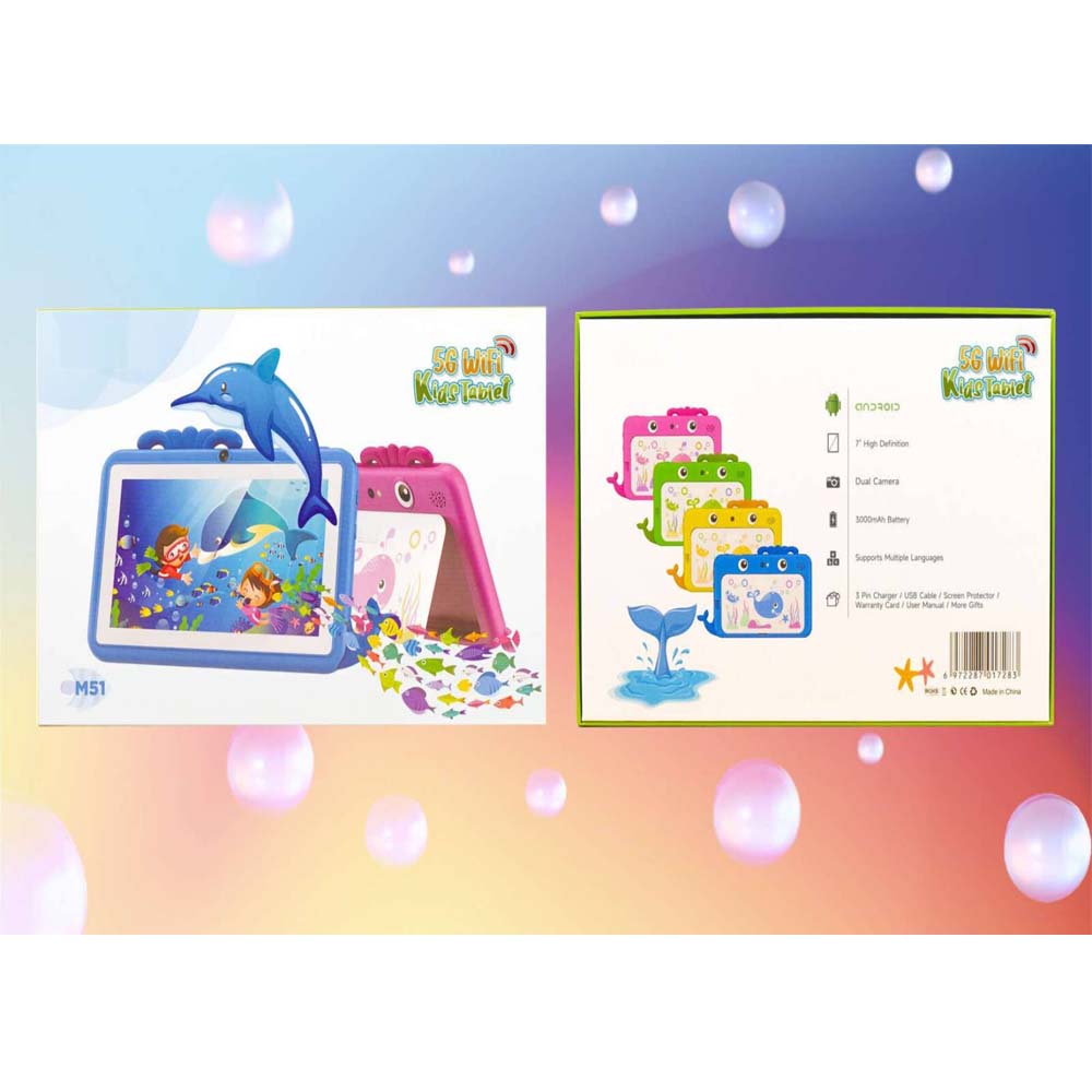 M51TB Kids Tablet - 7" HD, 64GB, 3000mAh, 5G WiFi, Kid-Proof Design, Multi-Color (Android) Image