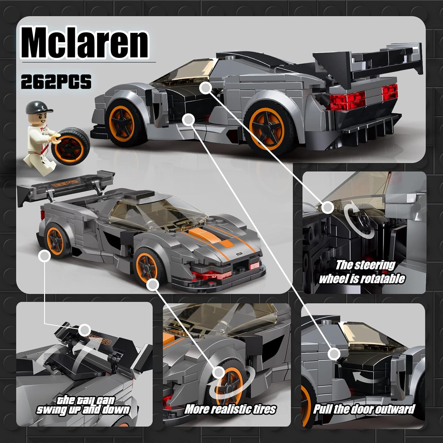 Come Alive McLaren Iconic Race Car Building Kit. Collectible speed champions construction toy for boys & girls aged 8+. Multicolor. Image