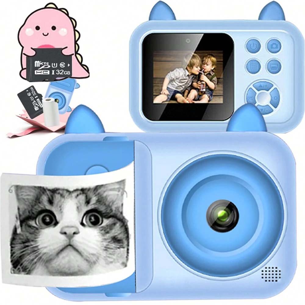 Kids Instant Print Camera - 1080P Digital Camera for Children 3-12 with Photo Papers (Blue, No Card Included) Image