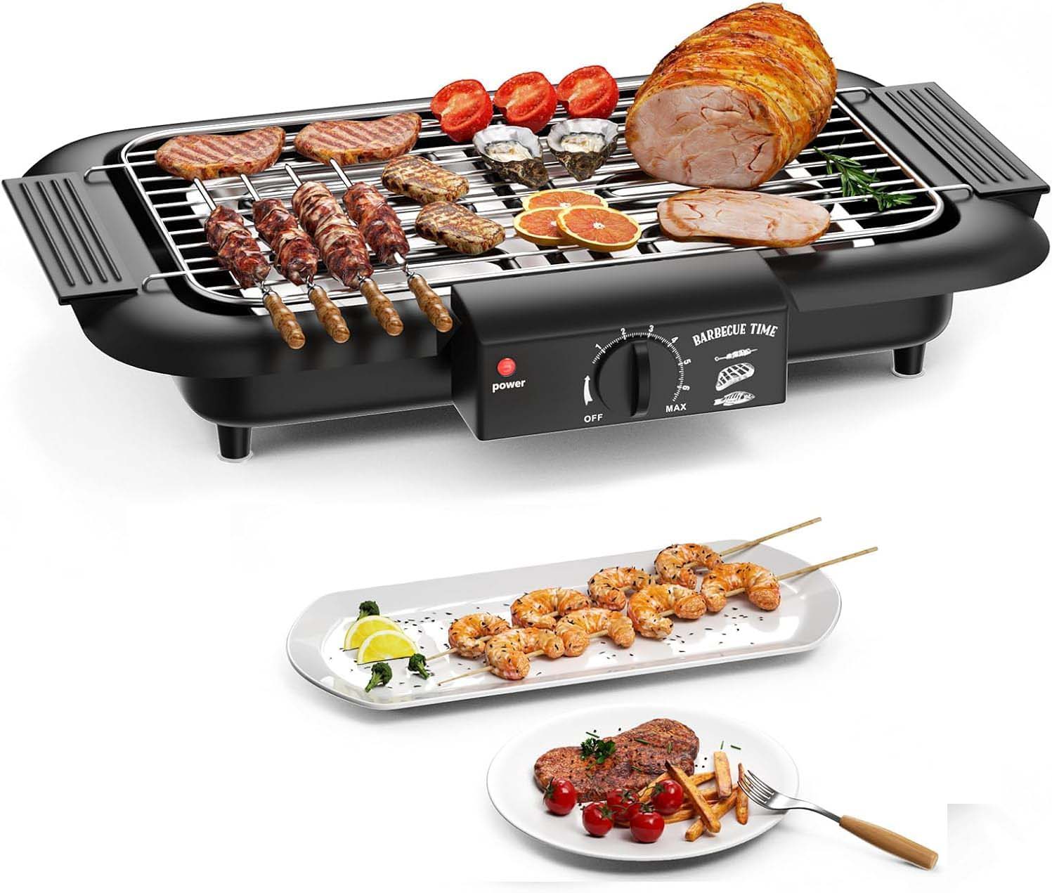 Smokeless Indoor/Outdoor Electric Grill | Portable Tabletop Grill with Adjustable Settings for Kitchen & BBQ | Perfect for Year-Round Grilling Image
