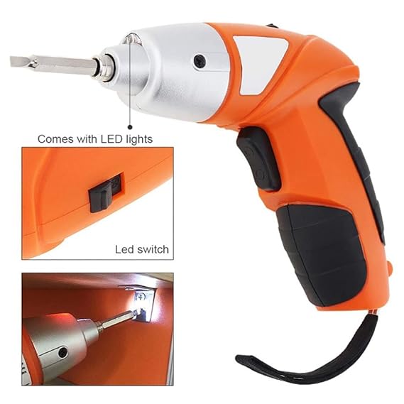 Rechargeable Electric Screwdriver | Cordless Screwdriver with Light | 3.6V 1300mAh Li-ion Dual LED Palm-Sized Screw Gun Image