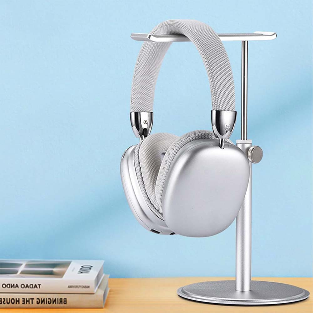 Adjustable Aluminum Headphone Stand - Anti-Slip Desktop Organizer with Shelf for Headsets & Accessories Image