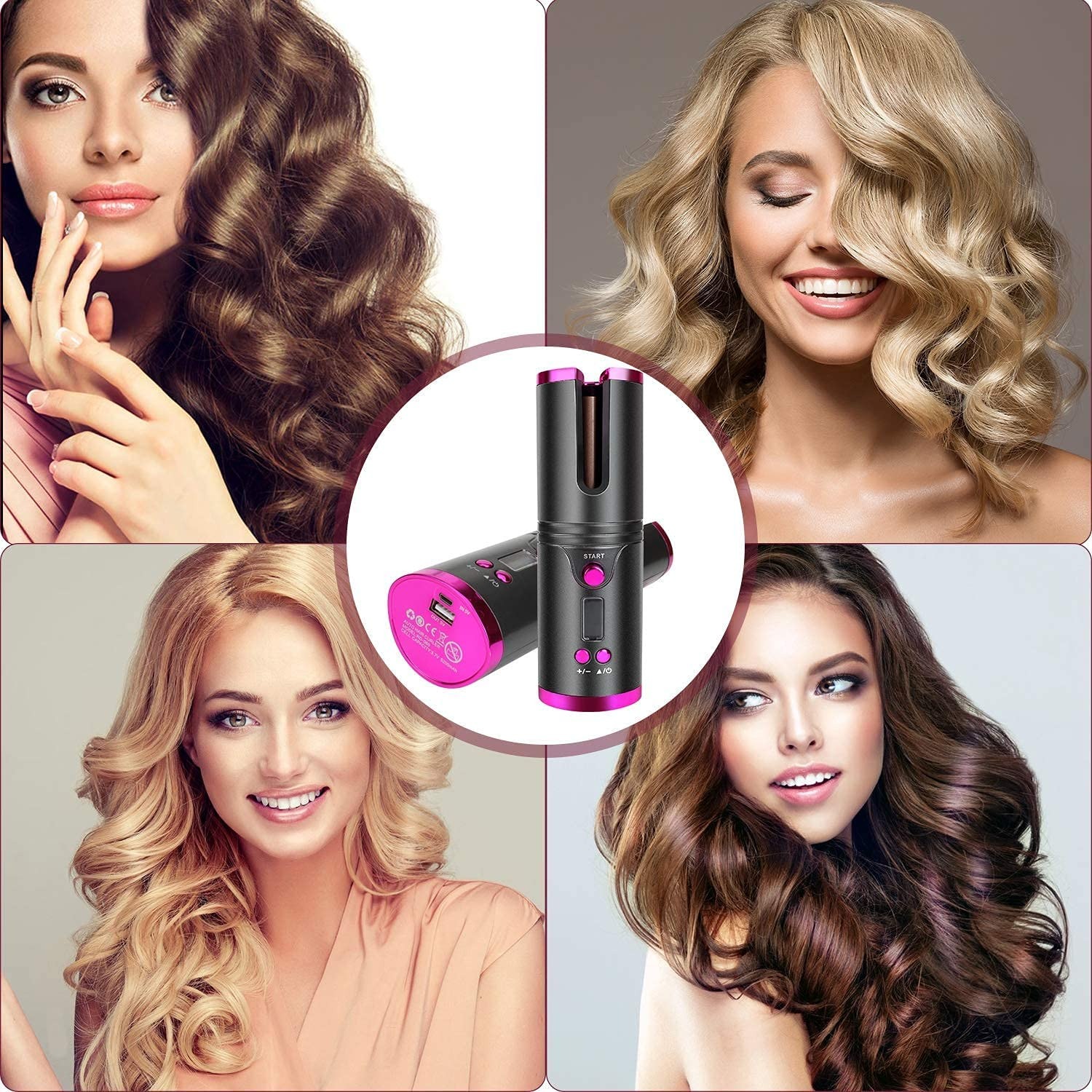 Cordless Hair Curler – Automatic Hair Curling Iron with Heatless Rotating Technology, 3 Temperature & Timer Settings Image