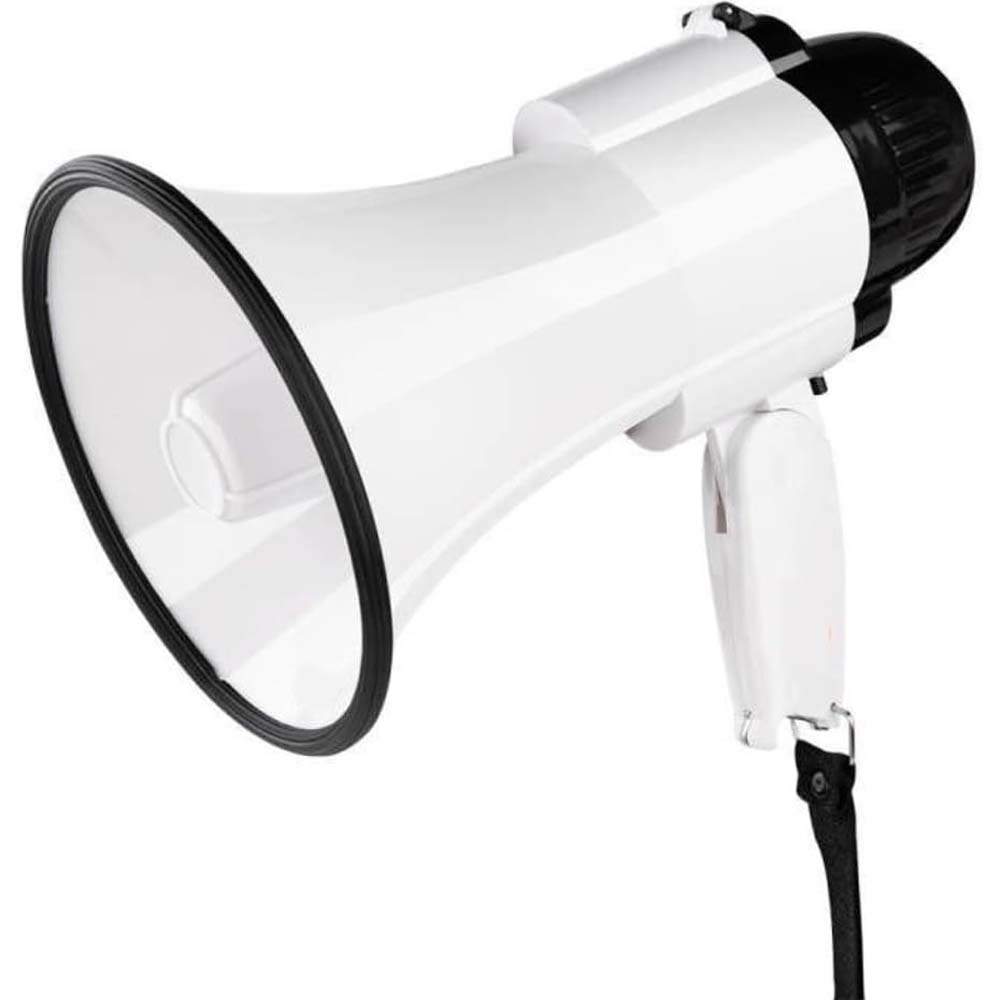 Portable Megaphone Bullhorn 25W Rechargeable with siren, music, recording & adjustable volume. Lightweight with strap. Image