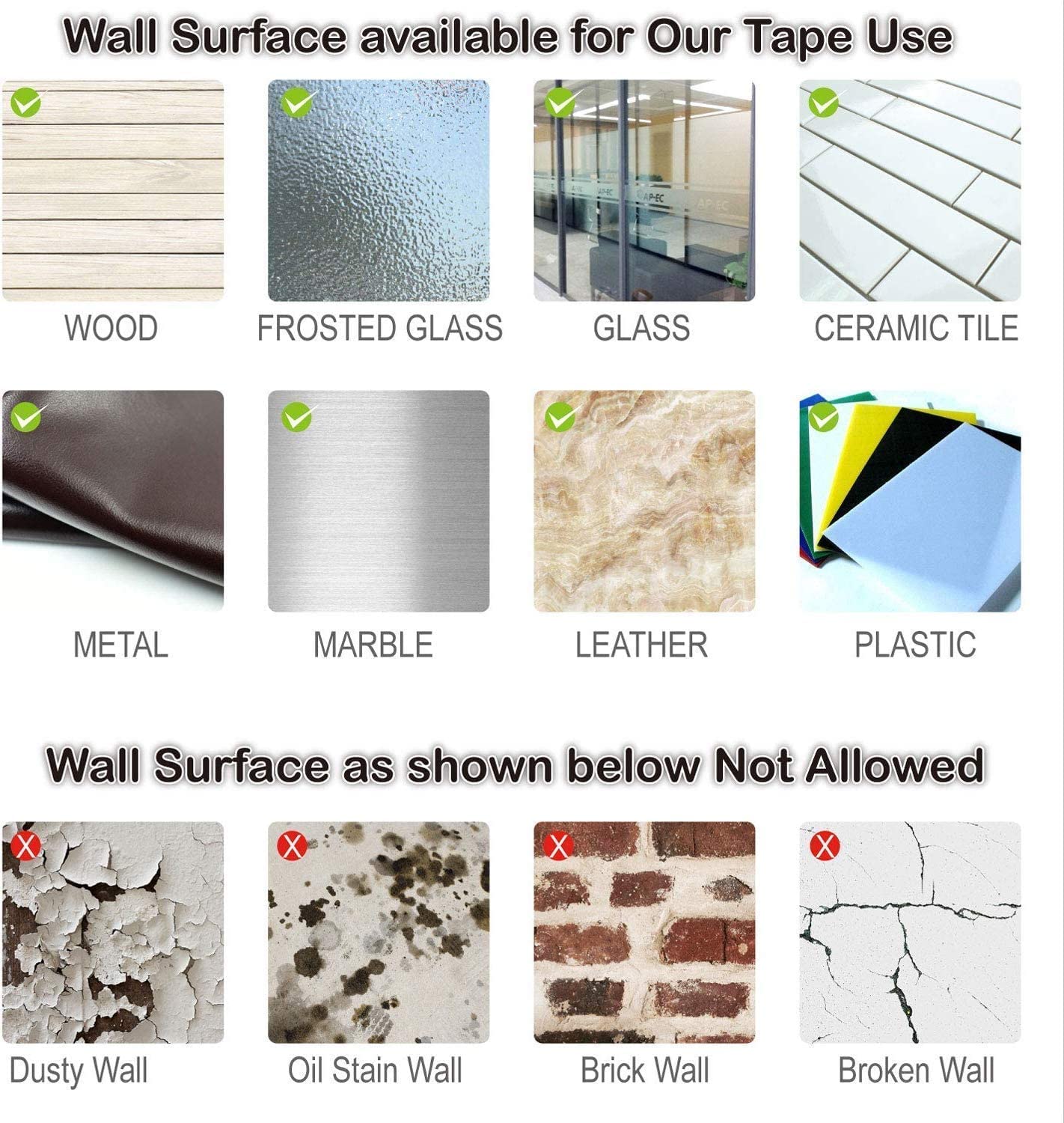 Strong Double-Sided Tape Heavy Duty | Perfect for Indoor Installation | No Screws or Drilling | Super Sticky, Non-Toxic, Non-Slip Adhesive Image