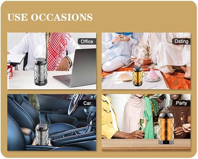 Elegant USB Rechargeable Incense Burner – Portable Oud and Bakhoor Burner for Home, Office, and Car (Orange) Image