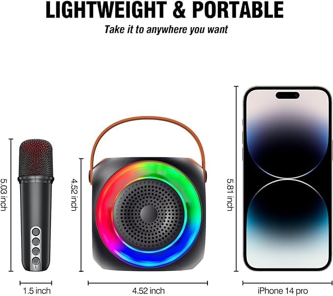 All-In-One Karaoke Machine – Bluetooth Speaker with UHF Wireless Microphones and Disco Ball LED Lights Image