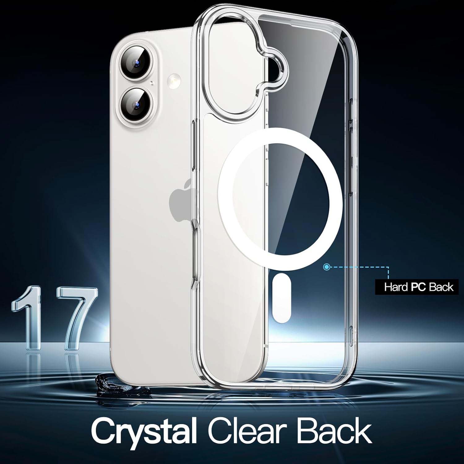 Magnetic Case for iPhone 17 6.3" - MagSafe Compatible, Shockproof Bumper, Anti-Scratch Clear Back (Transparent Design) Image