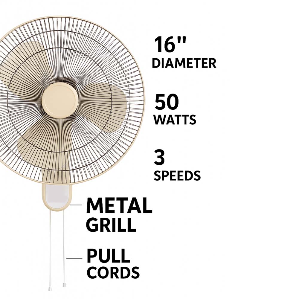 MWFV-432 16" Wall Mount Fan - 3-Speed, Adjustable Tilt, Quiet Operation for Home & Commercial Spaces Without remote Image