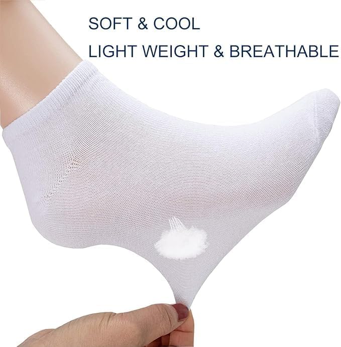 12 Pairs Ultra Thin Breathable Ankle Socks for Men & Women - Cool Summer Comfort Low Cut Socks (White) Image