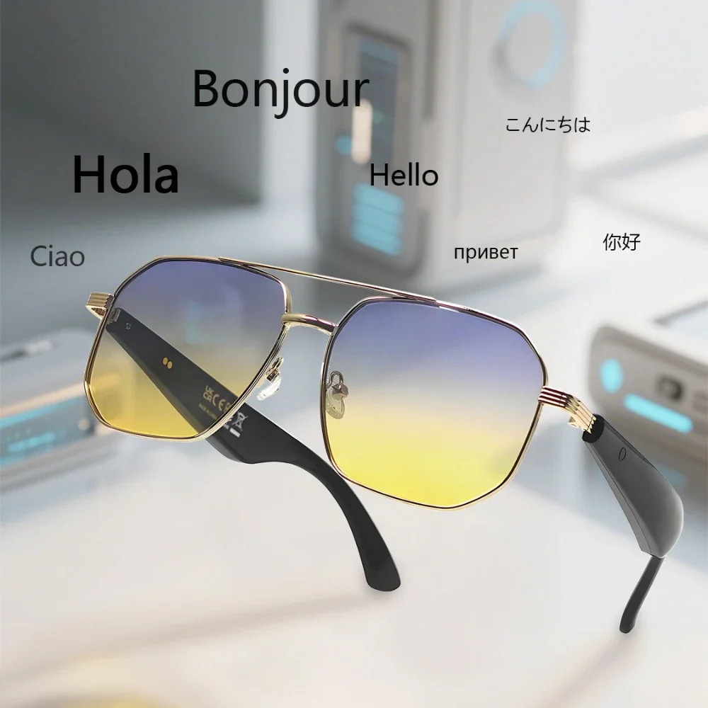 GY500 AI Sports Sunglasses - Wireless Translation, Music & Voice Control, Waterproof for Outdoor Activities Image