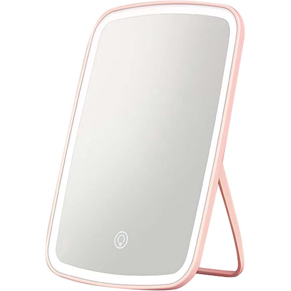 Makeup Vanity Mirror with 42 LED Lights, Touch Control, 3 Color Lighting, USB Rechargeable 2400mAh Battery, Portable Travel Mirror - Pink Image