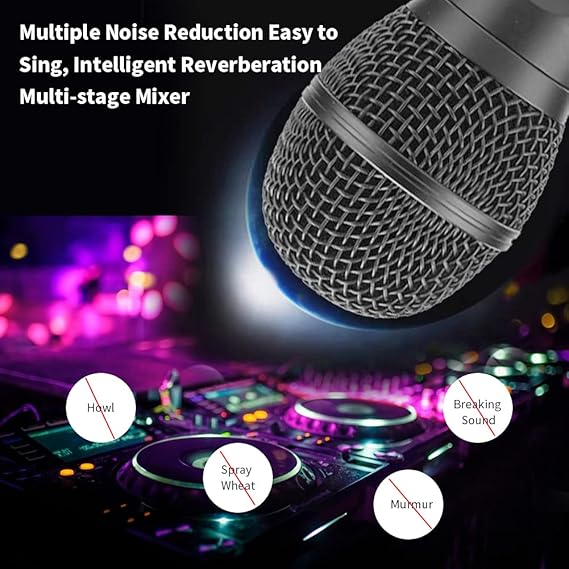 Wireless Bluetooth Speaker with 2-Piece Microphone Set | Portable Karaoke System for Home, Parties, and Events (Black) Image
