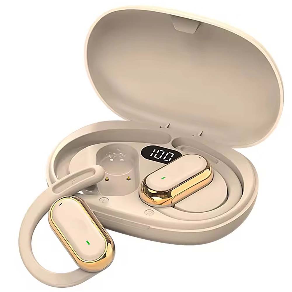 U-17H Wireless Sports Earbuds - Bluetooth 5.0, IPX5 Waterproof, Touch Control, Secure Fit for All Smartphones (Off-White) Image