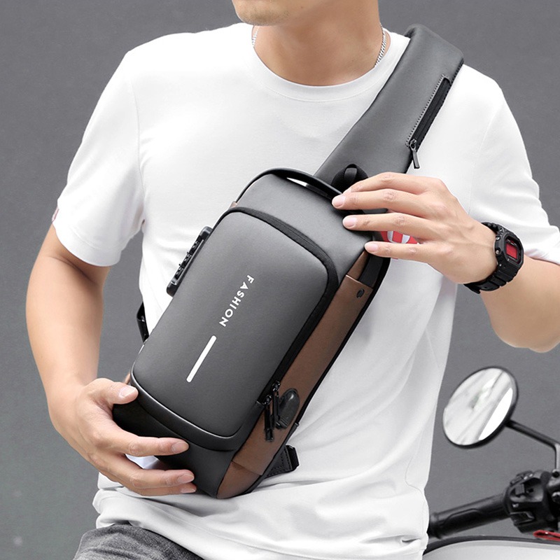 Men's Lightweight Multi-Functional Chest Bag | Fashionable Large Capacity Crossbody Shoulder Bag | Water-Proof Design Image