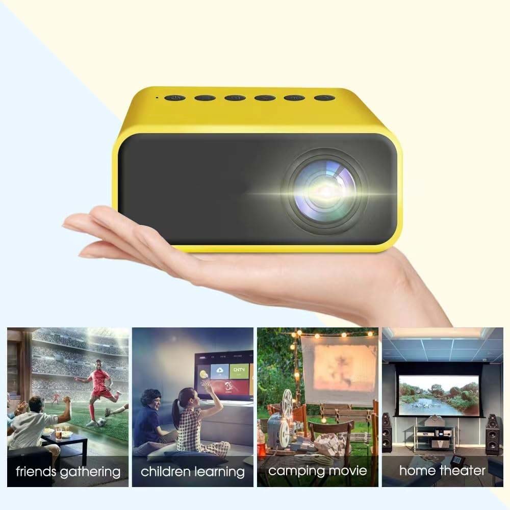 Mini Pocket Projector - HD Portable Movie Projector, Phone Screen Mirroring, Home Entertainment, Compact Yellow Design Image