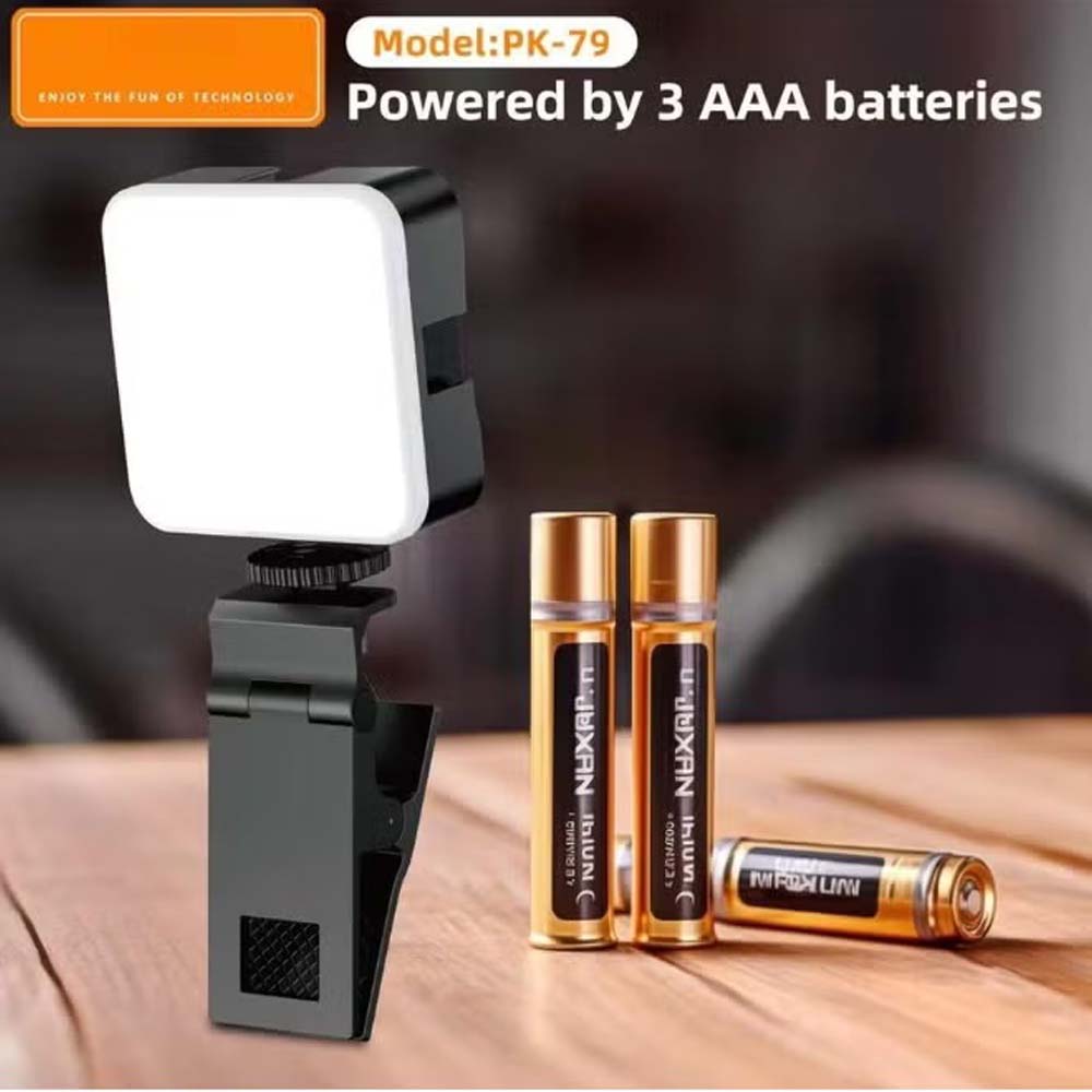 PK79 Mini LED Video Light - 6000K Dimmable 5.5W Fill Lamp with Universal Mount for DSLR, Phone & Laptop Image