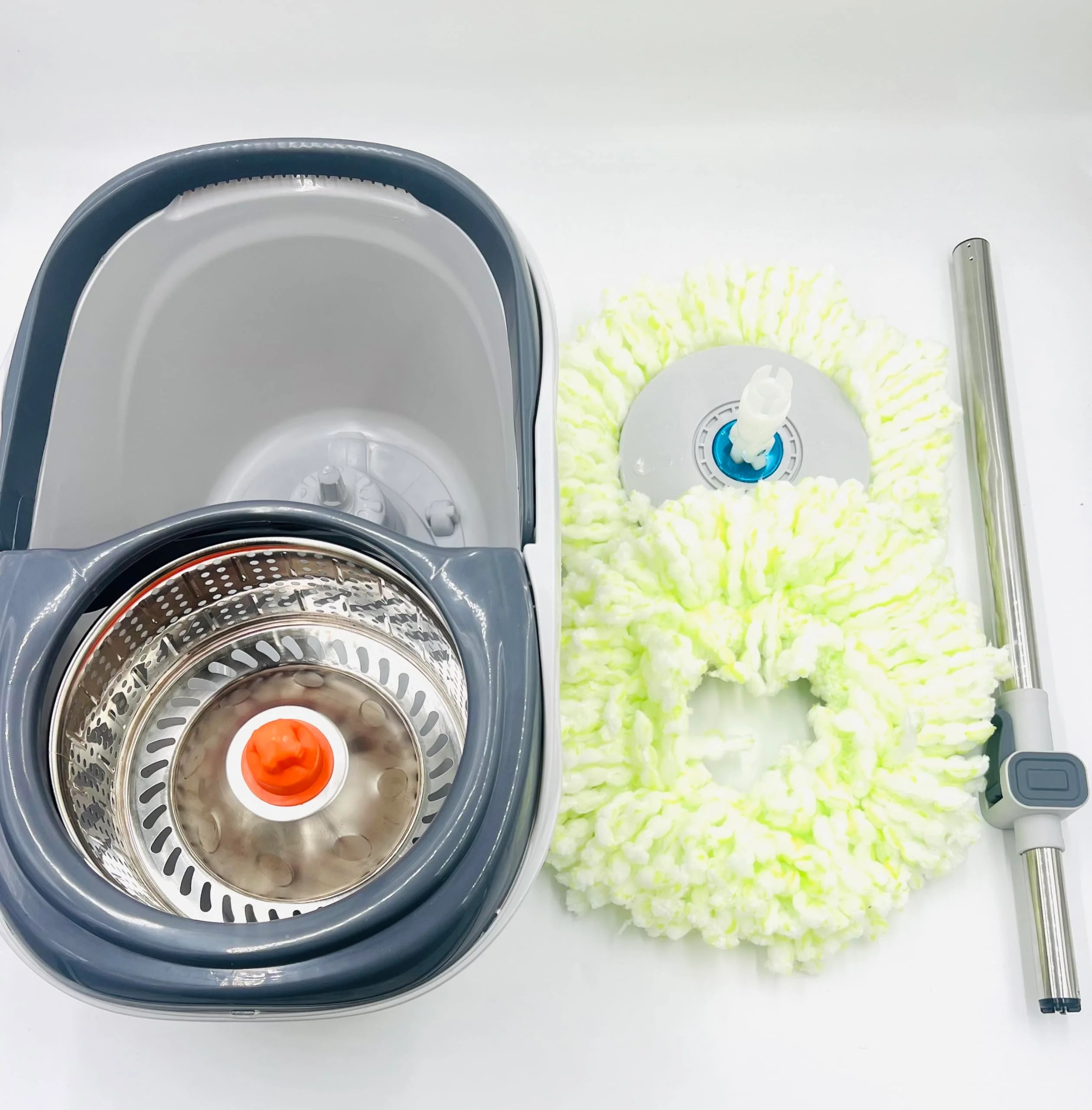 Clean Smart Spin Mop Twin Split Bucket | 360 Wet & Dry Spin Floor Mop with Disinfectant Bottle & 2 Mop Pads | Hygienic Space-Saving Cleaning Tool for Home & Office Image