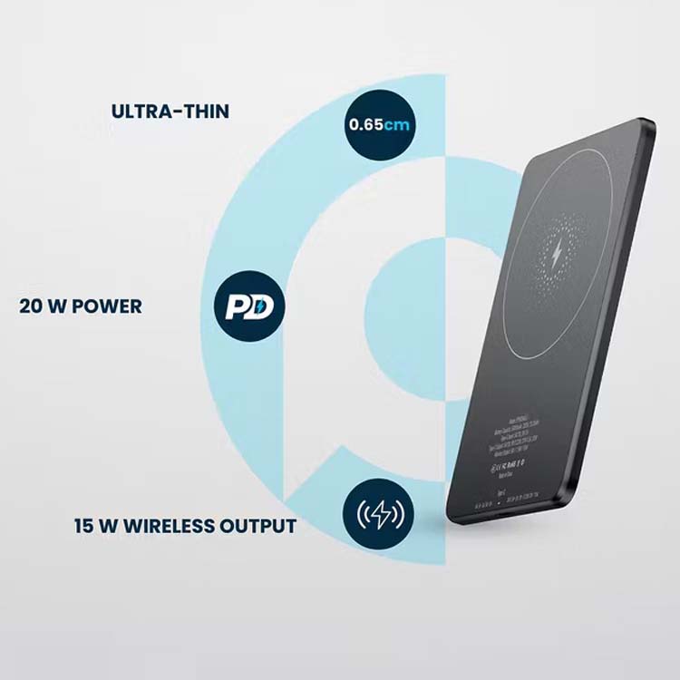 5000mAh MagSafe Power Bank - Ultra-Slim 15W Wireless Charger, Aluminum Body, Fast Charging Compitable for iPhone & Android ( Multi) Image