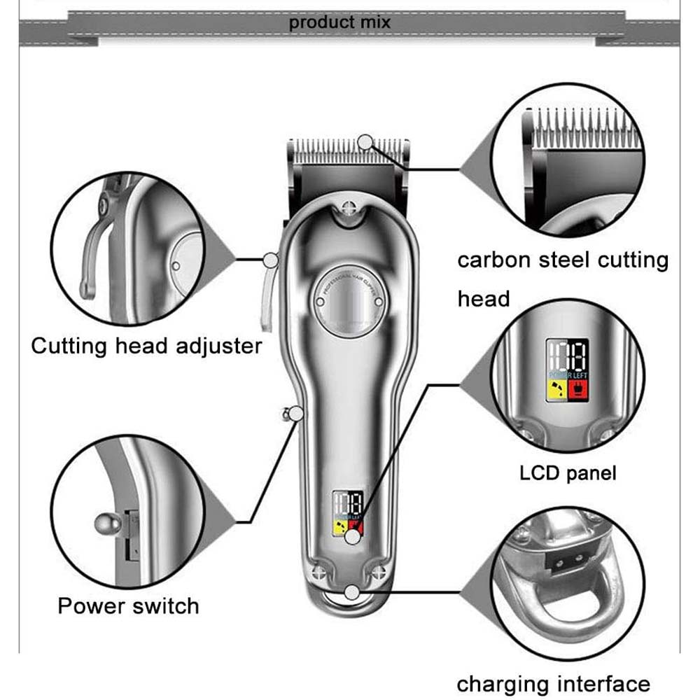 Professional Hair Clipper for Men - Cordless Rechargeable Grooming Kit with T Blade Trimmer, 6 Guide Combs, Beard Trimmer, Barber Haircut Tool Image