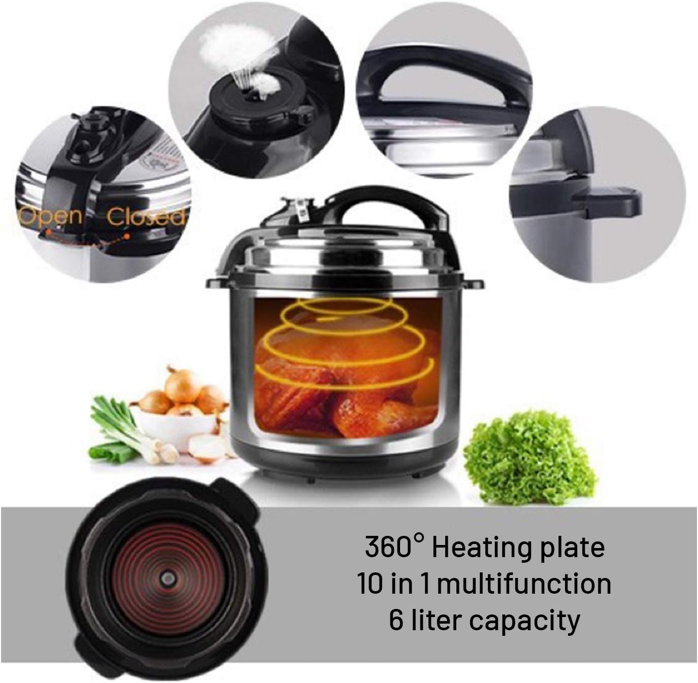 12L Smart Digital Pressure Cooker - Multi-Function Electric Rice Cooker with Non-Stick Pot & Stainless Steel Design Image