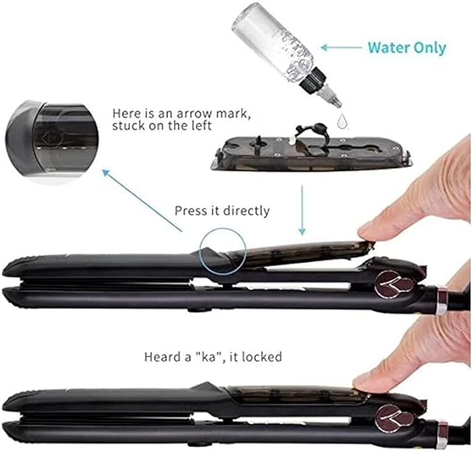 Professional Steam Ceramic Hair Straightener and Curling Iron | 3-in-1 Ionic Vaporizer Hairdressing Styler | Sleek, Smooth, and Versatile Image