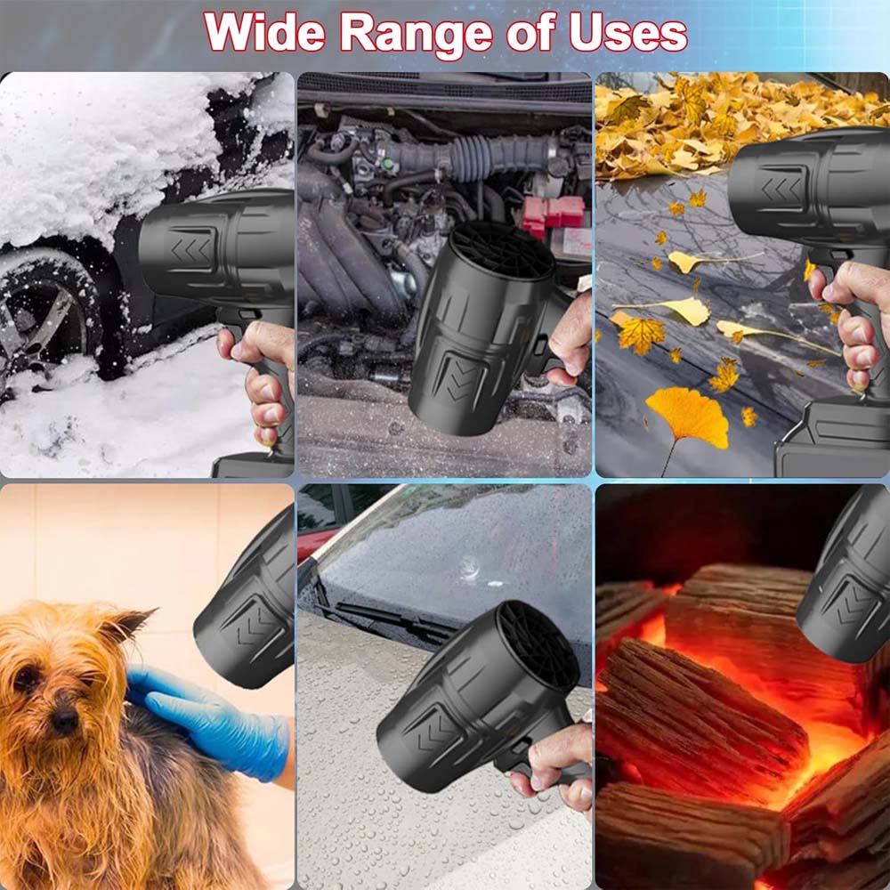 Rechargeable Handheld Blower Dryer - 1 Battery, Turbo Jet Air Duster for Home, Car, Leaves & Snow Cleaning Image