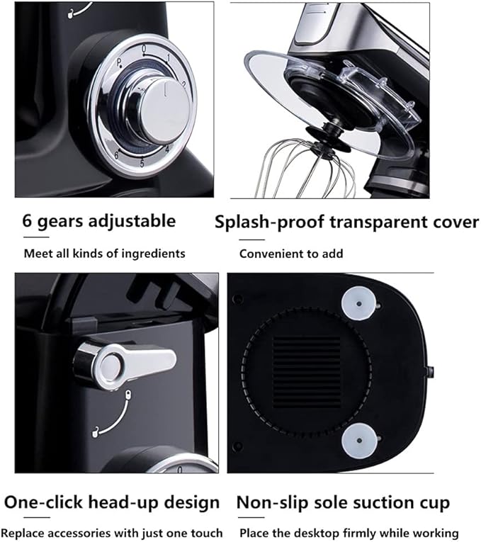 Electric Stand Mixer | Multifunctional Planetary Blender & Food Processor | Perfect Kitchen Appliance and Gift for Housewives (Color: Black) Image