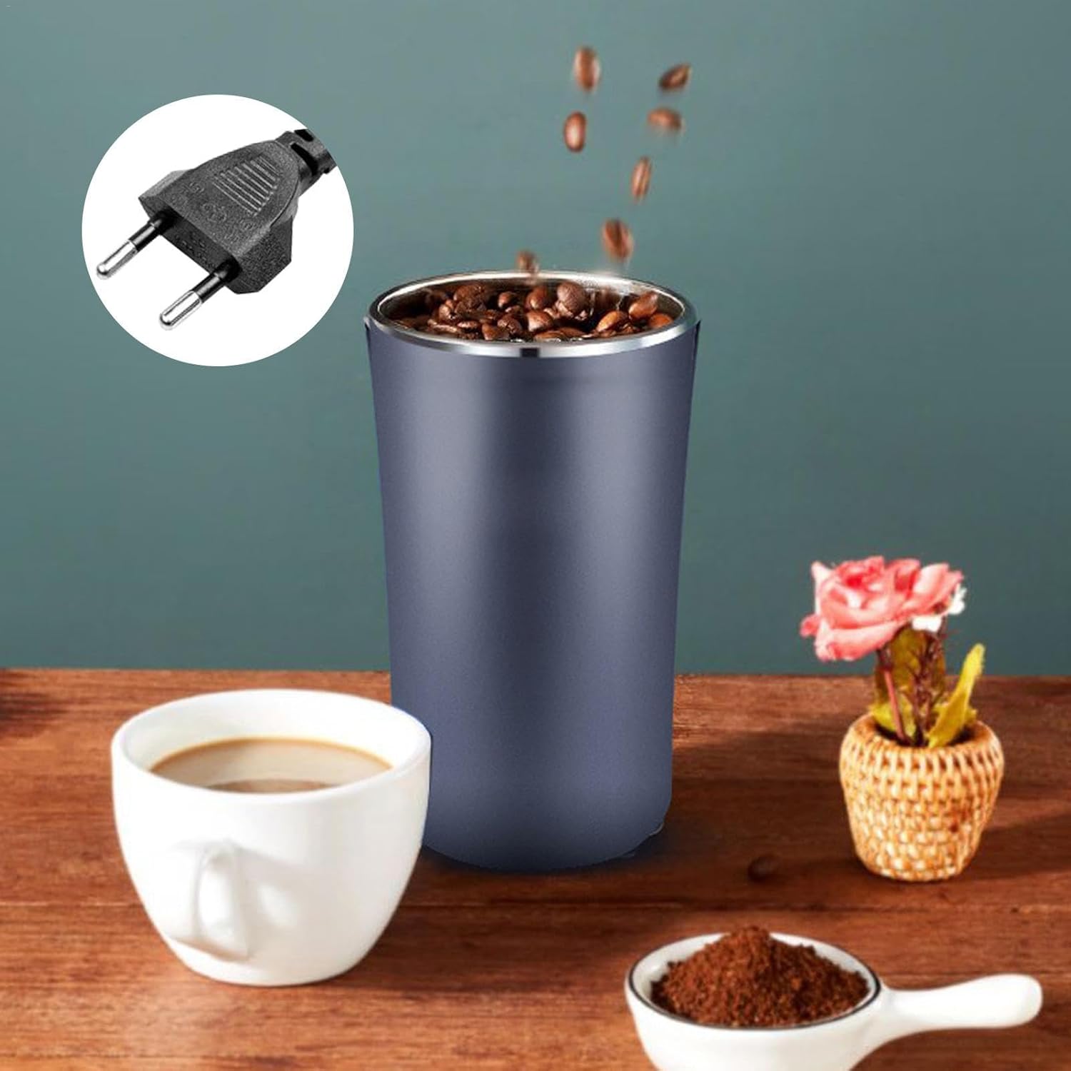Small Stainless Steel Coffee Grinder - Powerful Electric Spice & Coffee Bean Grinder for Home, Compact & Multi-Purpose Image