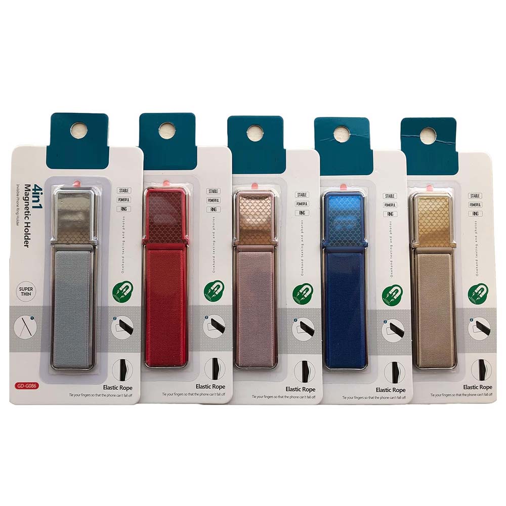 GD-G086 4-in-1 Magnetic Phone Grip - Elastic Holder, Stand & Strap for Smartphones & Tablets, Universal Compatibility (Multi-Colour) Image
