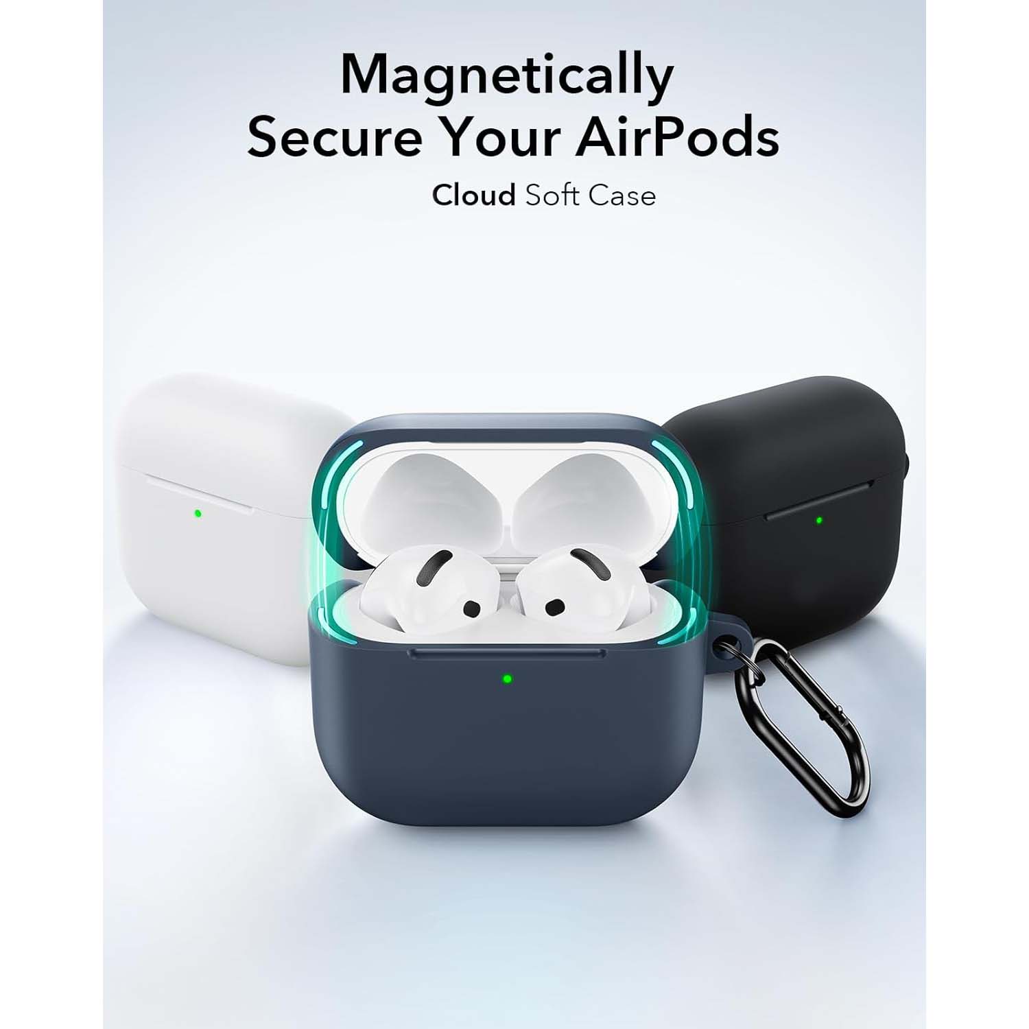 AirPods 4 Case (2024). USB-C compatible cover with magnetic lid lock & full drop protection. Soft multi-color cases. Image