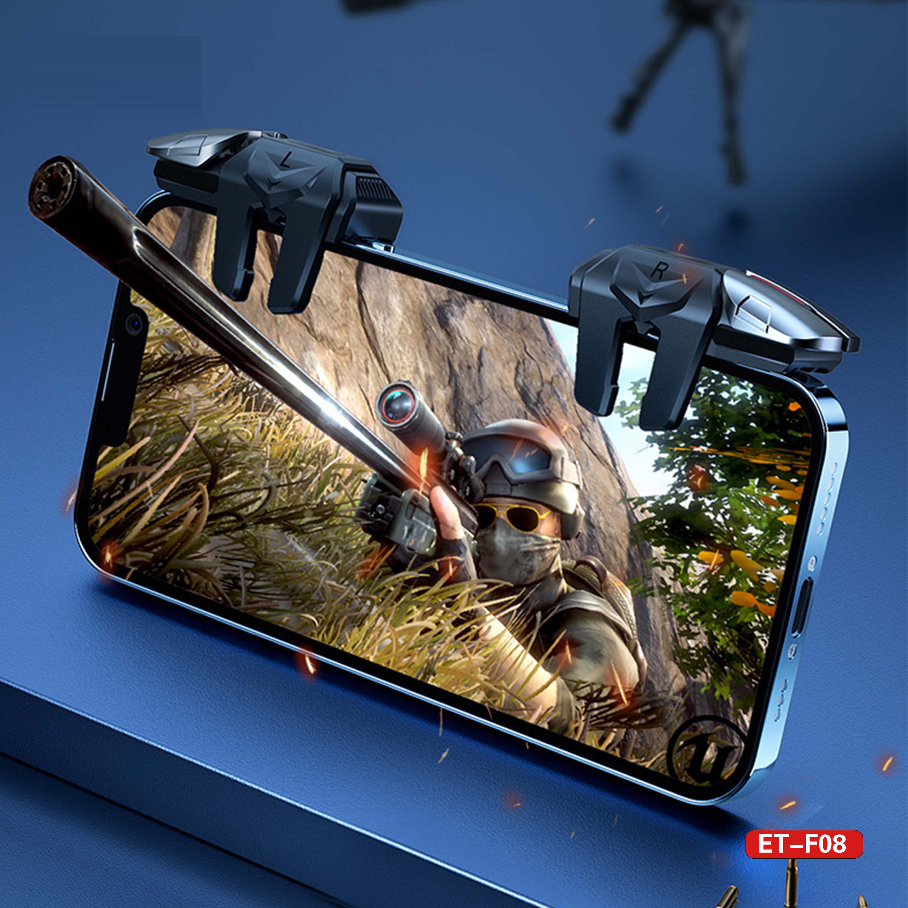 ET-F08 Mobile Game Trigger Controller - Clip-on Fire Buttons & Joystick for iOS/Android Gaming, No Bluetooth Needed Image