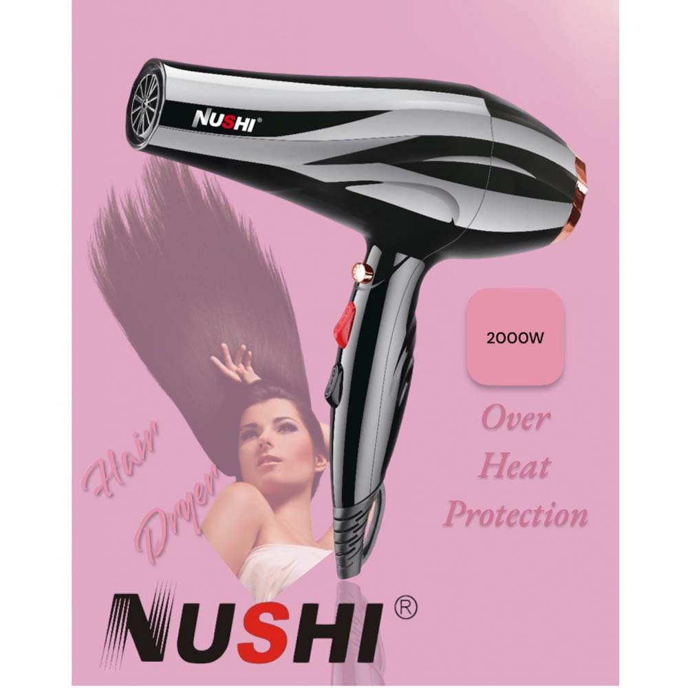 NUSHI NS-2203 Professional Hair Dryer. 2000W powerful ionic blow dryer for fast, frizz-free drying at home or salon. Image