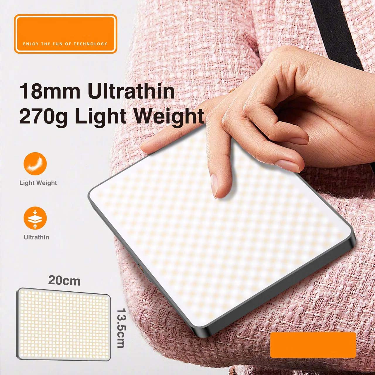 Live-E11 10W Bi-color LED Video Light. USB-powered camera panel fill light for photography, TikTok, vlogging & recording. Image