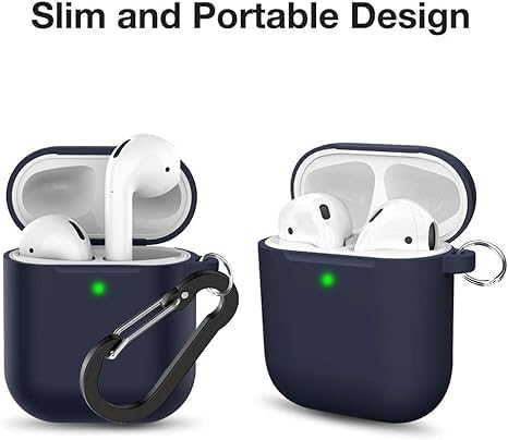 Soft Silicone Protective Case Cover for AirPods 2 & 1 | Front LED Visible | Midnight Blue | Durable and Stylish Protection Image
