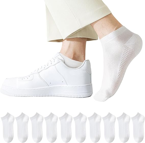 10 Pairs Men's Breathable Cotton Ankle Socks - Ultra Lightweight & Comfortable for All Seasons Image
