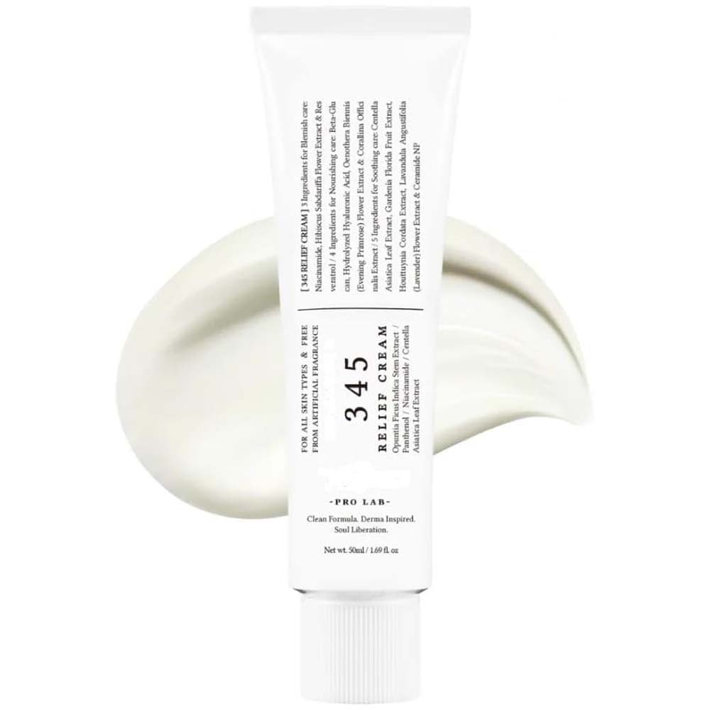 345 Relief Cream - Daily Face Moisturizer with Niacinamide & Panthenol, Soothing Blemish Care, Vegan Korean Skincare, 1.69oz Image