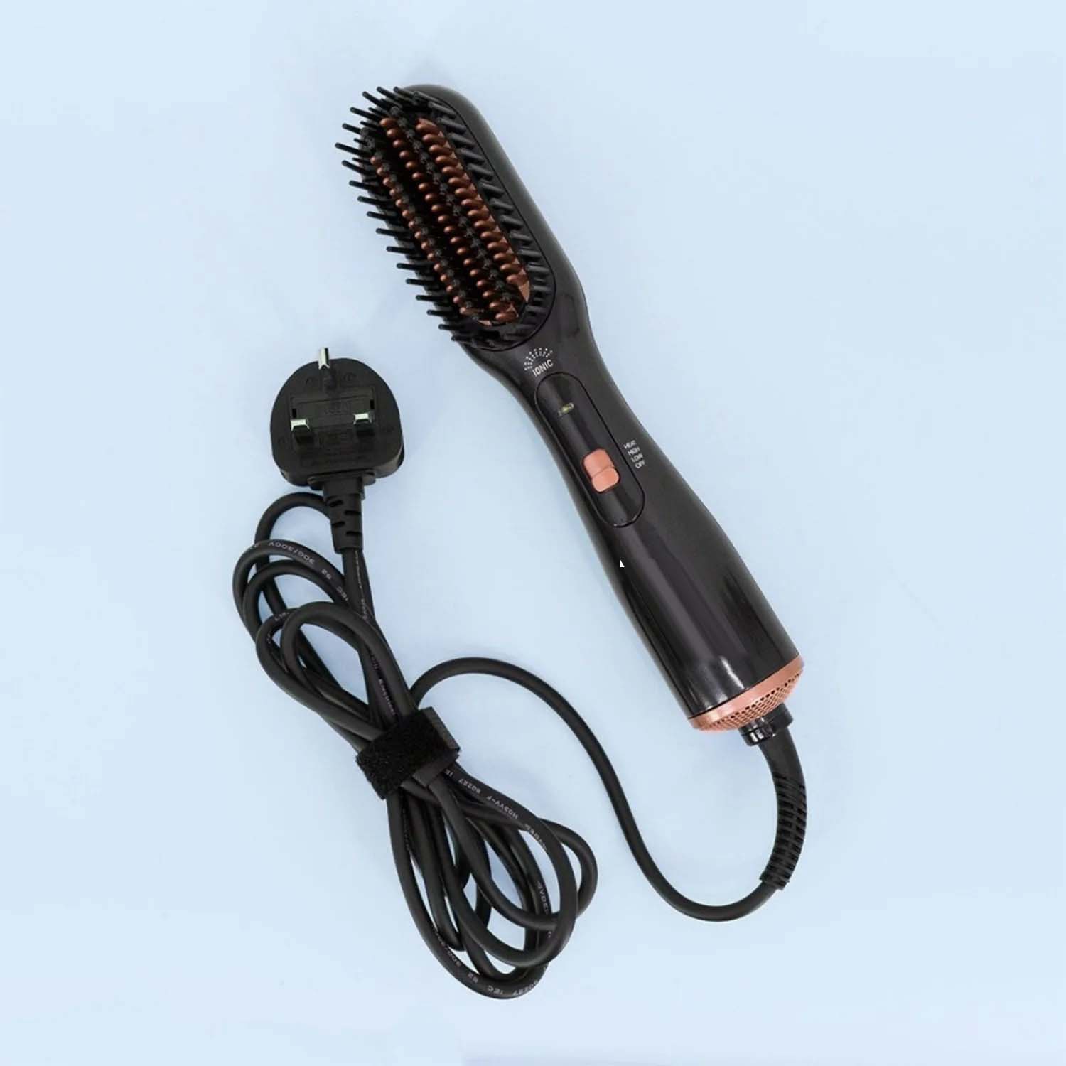 Professional 3-in-1 Hair Styling Brush with Hair Dryer, Straightener & Volumizer - Ionic Technology, Multiple Heat Settings for All Hair Types, Anti-Frizz Blowout Styler Brush, Ergonomic Design for Salon-Quality Results at Home and Travel Image