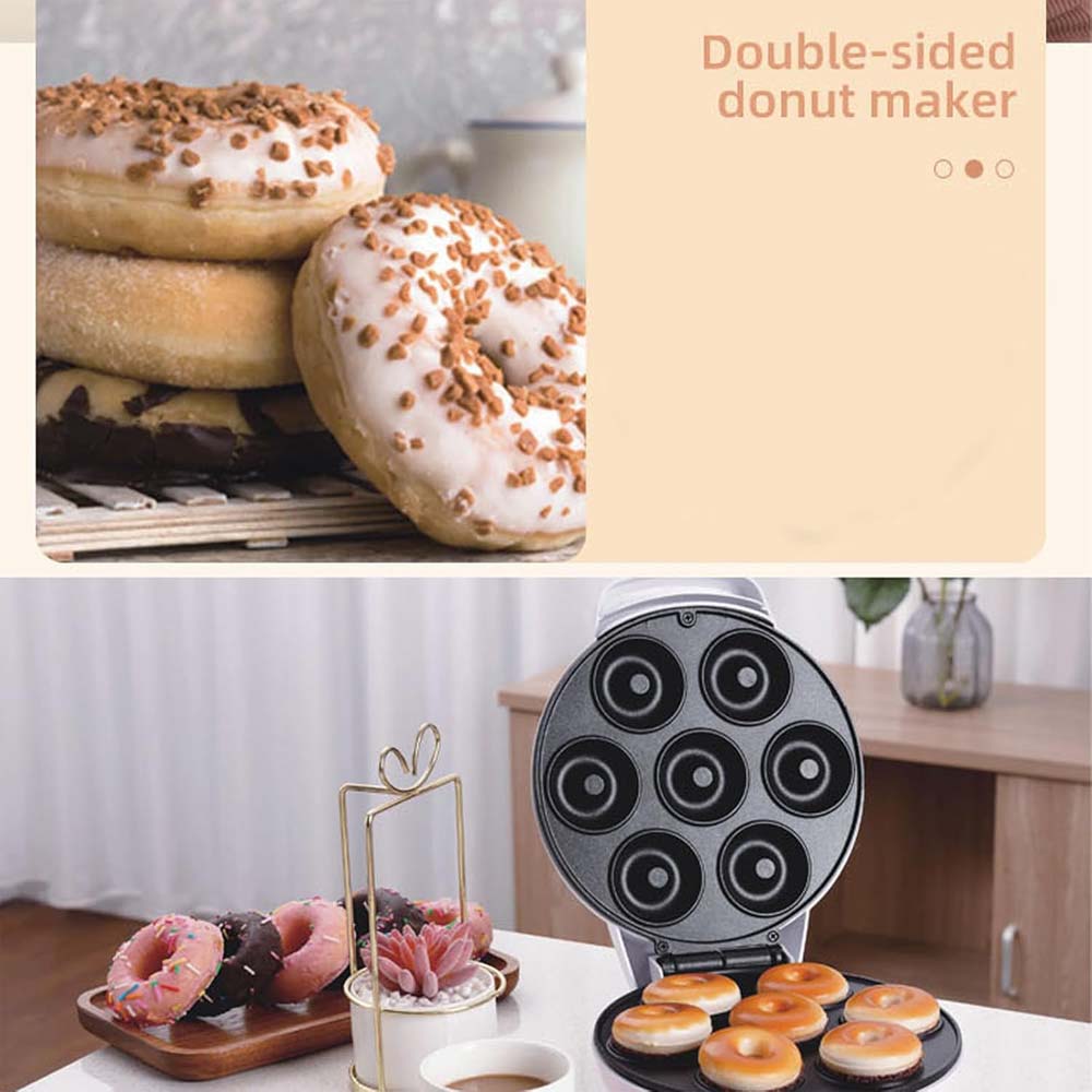 MST-211B Electric Mini Donut Maker - 7 Donut Capacity, Non-Stick & Double-Sided Heating for Quick Breakfasts & Snacks Image
