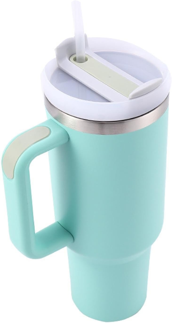 Stainless Steel Vacuum Mug with Screw Lid & Straw – Sweat-Proof, Leak-Proof Travel Flask for Hot & Cold Beverages Image