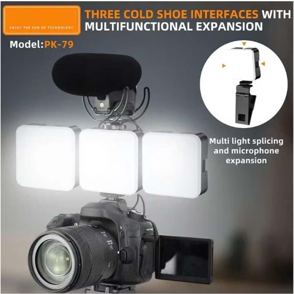PK79 Mini LED Video Light - 6000K Dimmable 5.5W Fill Lamp with Universal Mount for DSLR, Phone & Laptop Image