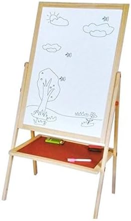 Kids Writing Board | Portable Double-Sided Wooden Easel with Whiteboard & Chalkboard | Height Adjustable Drawing Stand for Learning Image