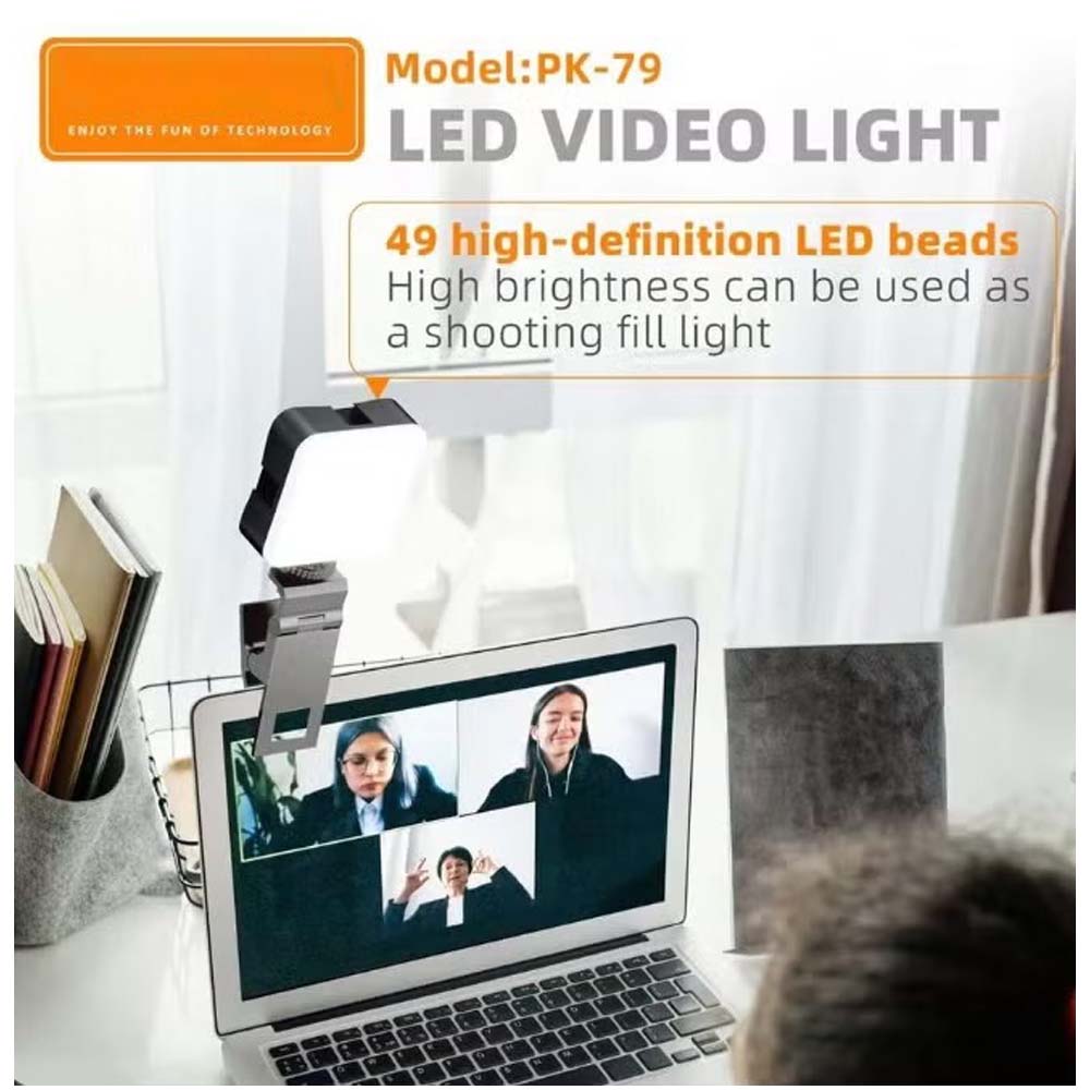 PK79 Mini LED Video Light - 6000K Dimmable 5.5W Fill Lamp with Universal Mount for DSLR, Phone & Laptop Image