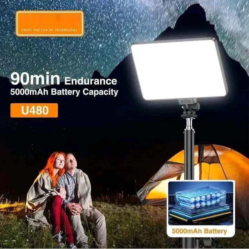 U480 LED Video Light - 5000mAh Rechargeable Camera Light, 10-100% Dimmable, 3200-5600K Bi-Color for Photography/Videography Image