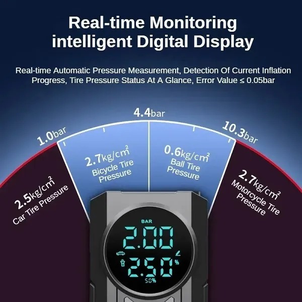 4-in-1 Portable Car Jump Starter, Air Pump, Power Bank Image