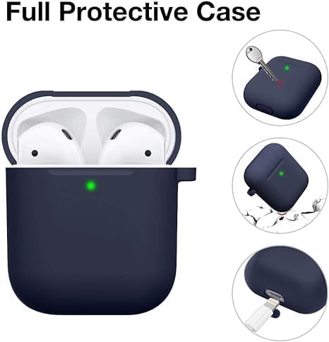 Soft Silicone Protective Case Cover for AirPods 2 & 1 | Front LED Visible | Midnight Blue | Durable and Stylish Protection Image
