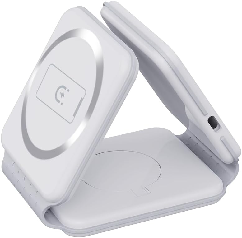 Foldable Magnet Wireless Charger | 3-in-1 Charging Bracket Stand | Compatible with iPhone, Android Phones, Watches, and AirPods Image
